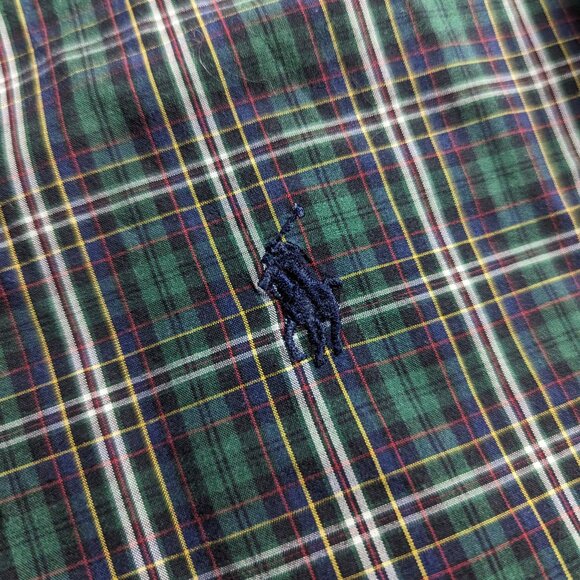 Ralph Lauren Dress Shirt Mens XL Green Multicolor Plaid 100% Cotton Custom Fit - Picture 5 of 5